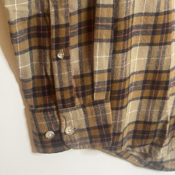 New Eddie Bauer Men's Small Bristol Flannel Cotton Khaki Plaid Shirt Fall NWT - Picture 7 of 14